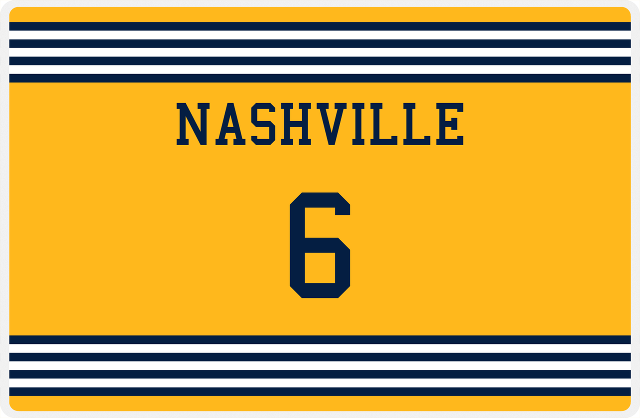 Personalized Jersey Number Placemat - Nashville - Triple Stripe -  View