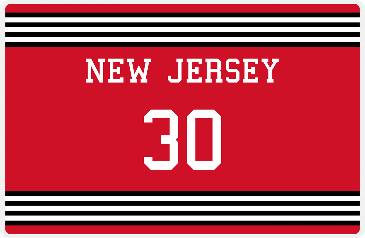 Personalized Jersey Number Placemat - New Jersey - Triple Stripe -  View