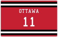Thumbnail for Personalized Jersey Number Placemat - Ottawa - Single Stripe -  View