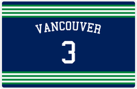 Thumbnail for Personalized Jersey Number Placemat - Arched Name - Vancouver - Triple Stripe -  View