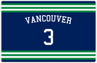 Thumbnail for Personalized Jersey Number Placemat - Arched Name - Vancouver - Double Stripe -  View