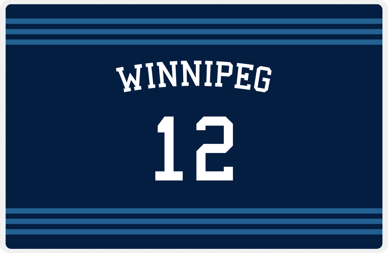 Personalized Jersey Number Placemat - Arched Name - Winnipeg - Triple Stripe -  View