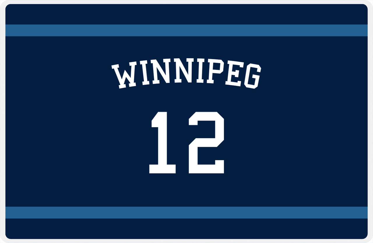 Personalized Jersey Number Placemat - Arched Name - Winnipeg - Single Stripe -  View
