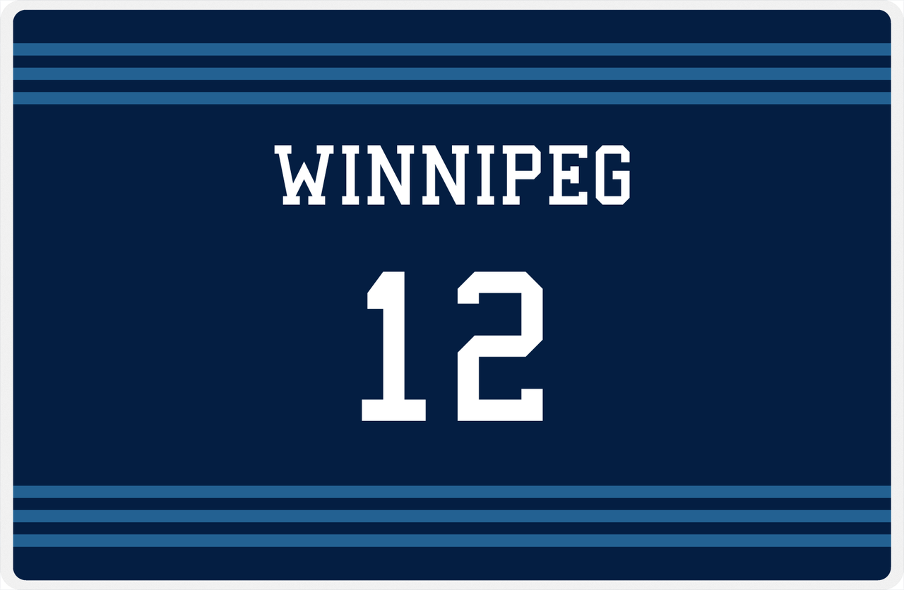 Personalized Jersey Number Placemat - Winnipeg - Triple Stripe -  View