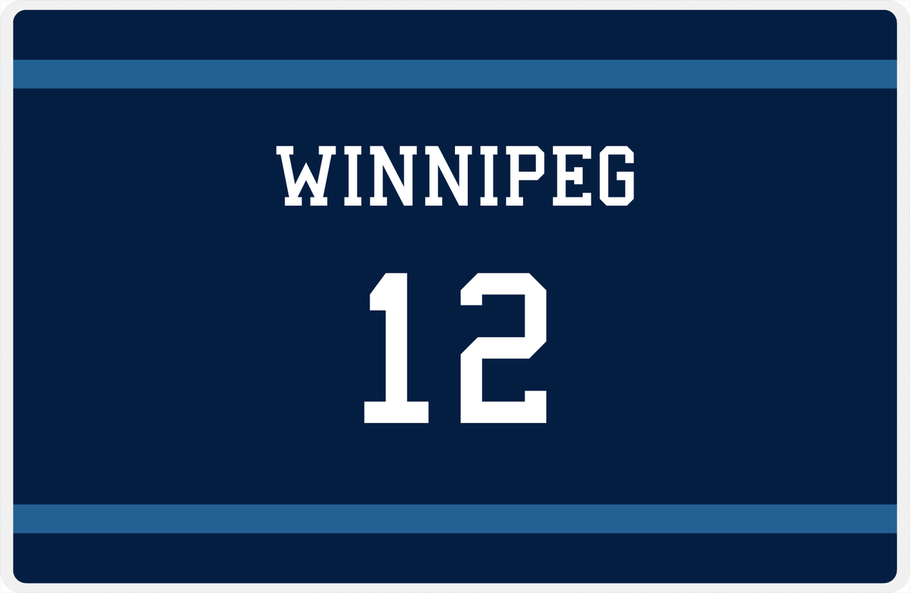 Personalized Jersey Number Placemat - Winnipeg - Single Stripe -  View