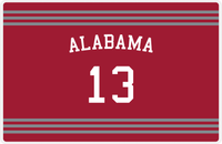 Thumbnail for Personalized Jersey Number Placemat - Arched Name - Alabama - Triple Stripe -  View