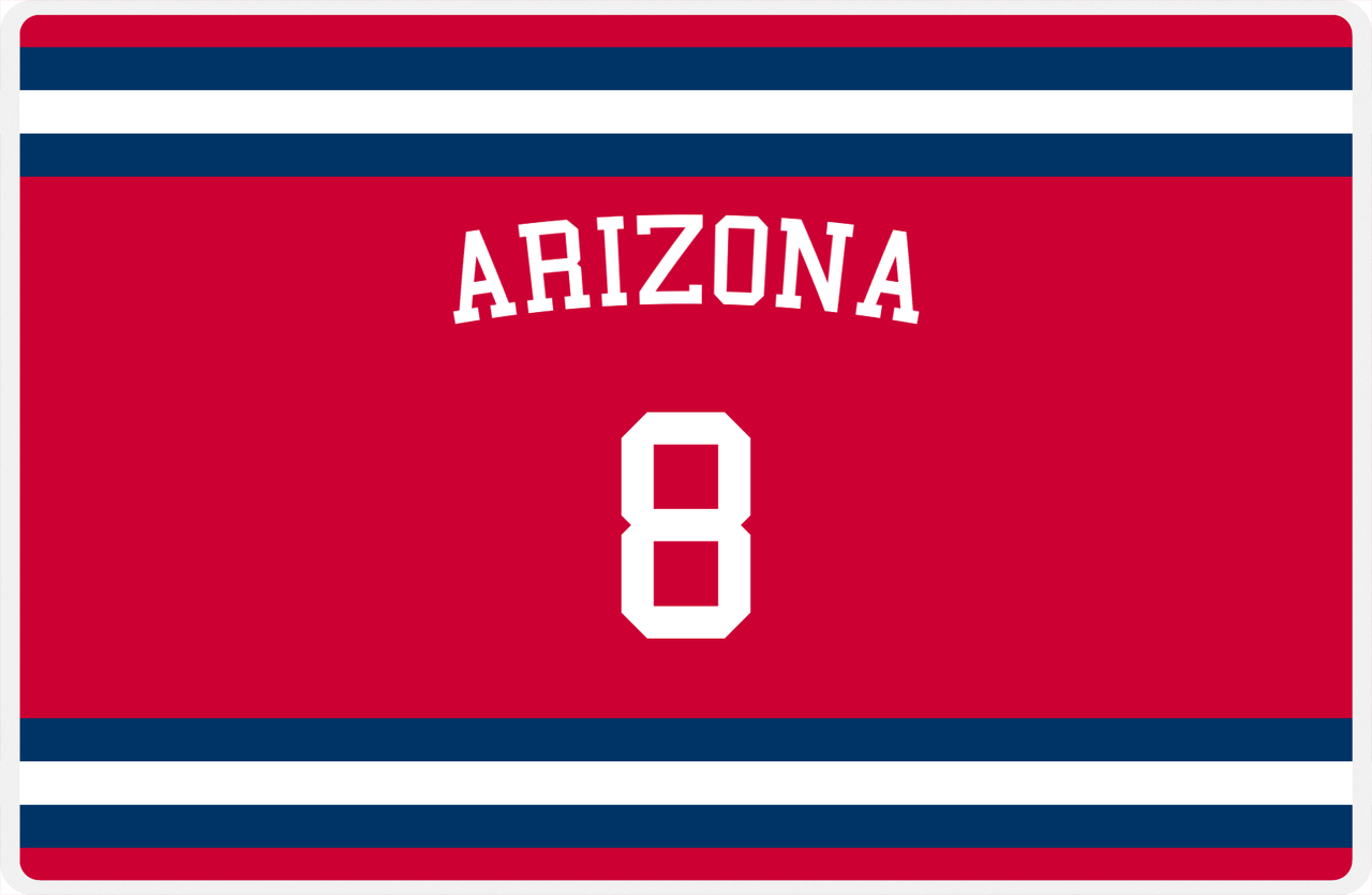 Personalized Jersey Number Placemat - Arched Name - Arizona - Single Stripe -  View