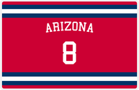 Thumbnail for Personalized Jersey Number Placemat - Arched Name - Arizona - Single Stripe -  View