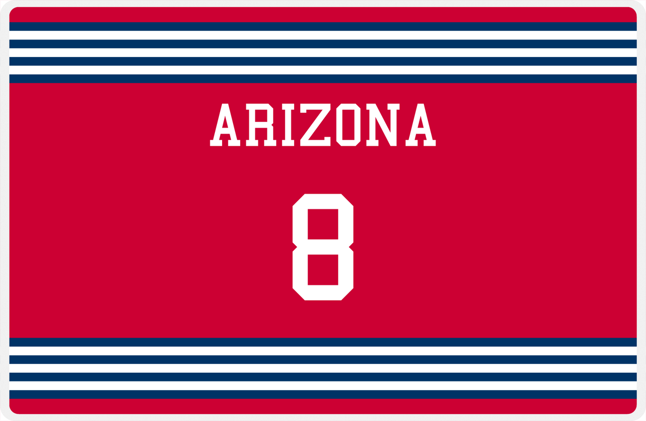 Personalized Jersey Number Placemat - Arizona - Triple Stripe -  View
