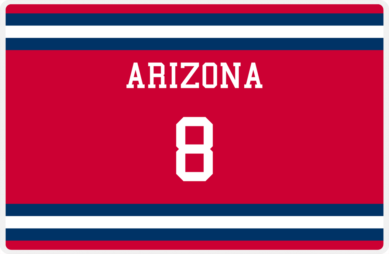Personalized Jersey Number Placemat - Arizona - Single Stripe -  View