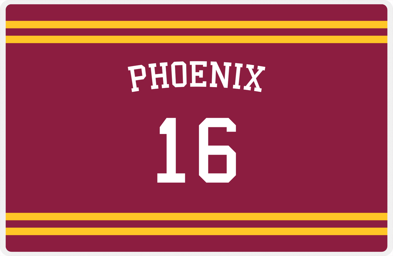 Personalized Jersey Number Placemat - Arched Name - Phoenix - Double Stripe -  View