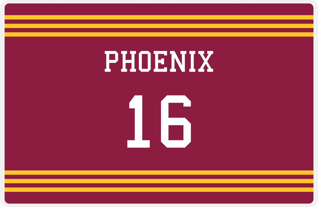 Personalized Jersey Number Placemat - Phoenix - Triple Stripe -  View
