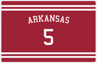 Thumbnail for Personalized Jersey Number Placemat - Arched Name - Arkansas - Double Stripe -  View