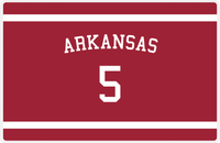 Thumbnail for Personalized Jersey Number Placemat - Arched Name - Arkansas - Single Stripe -  View