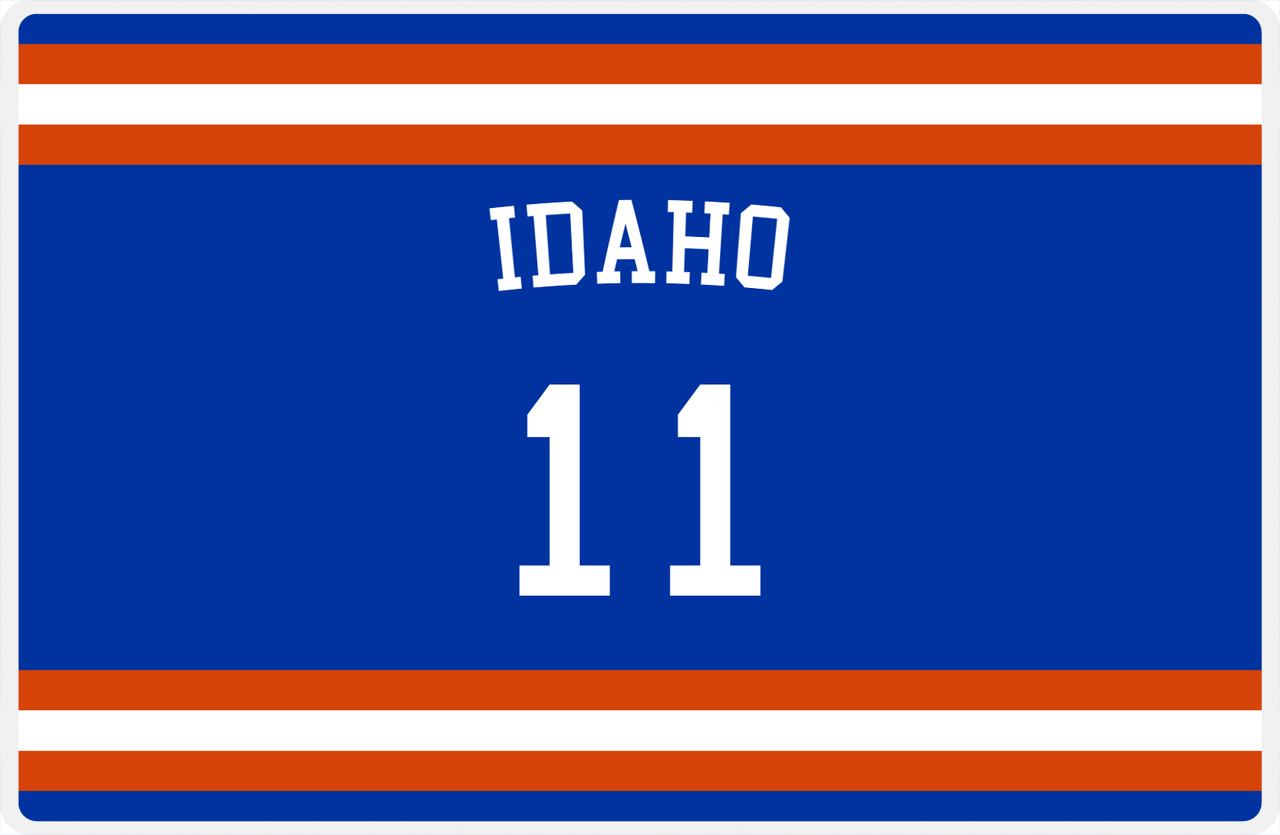 Personalized Jersey Number Placemat - Arched Name - Idaho - Single Stripe -  View