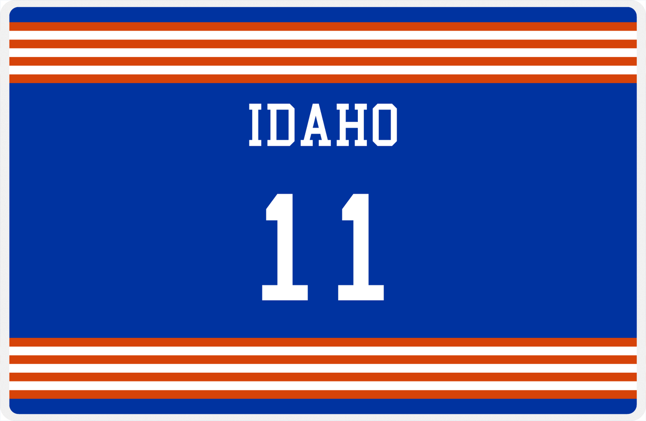 Personalized Jersey Number Placemat - Idaho - Triple Stripe -  View