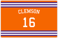 Thumbnail for Personalized Jersey Number Placemat - Arched Name - Clemson - Double Stripe -  View