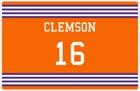 Thumbnail for Personalized Jersey Number Placemat - Clemson - Triple Stripe -  View