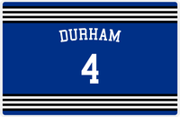 Thumbnail for Personalized Jersey Number Placemat - Arched Name - Durham - Triple Stripe -  View