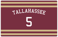Thumbnail for Personalized Jersey Number Placemat - Arched Name - Tallahassee - Single Stripe -  View