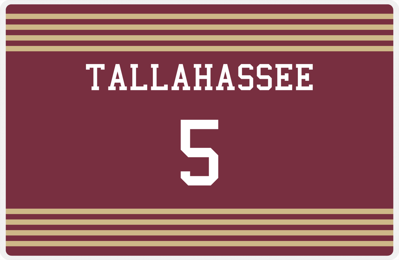Personalized Jersey Number Placemat - Tallahassee - Triple Stripe -  View