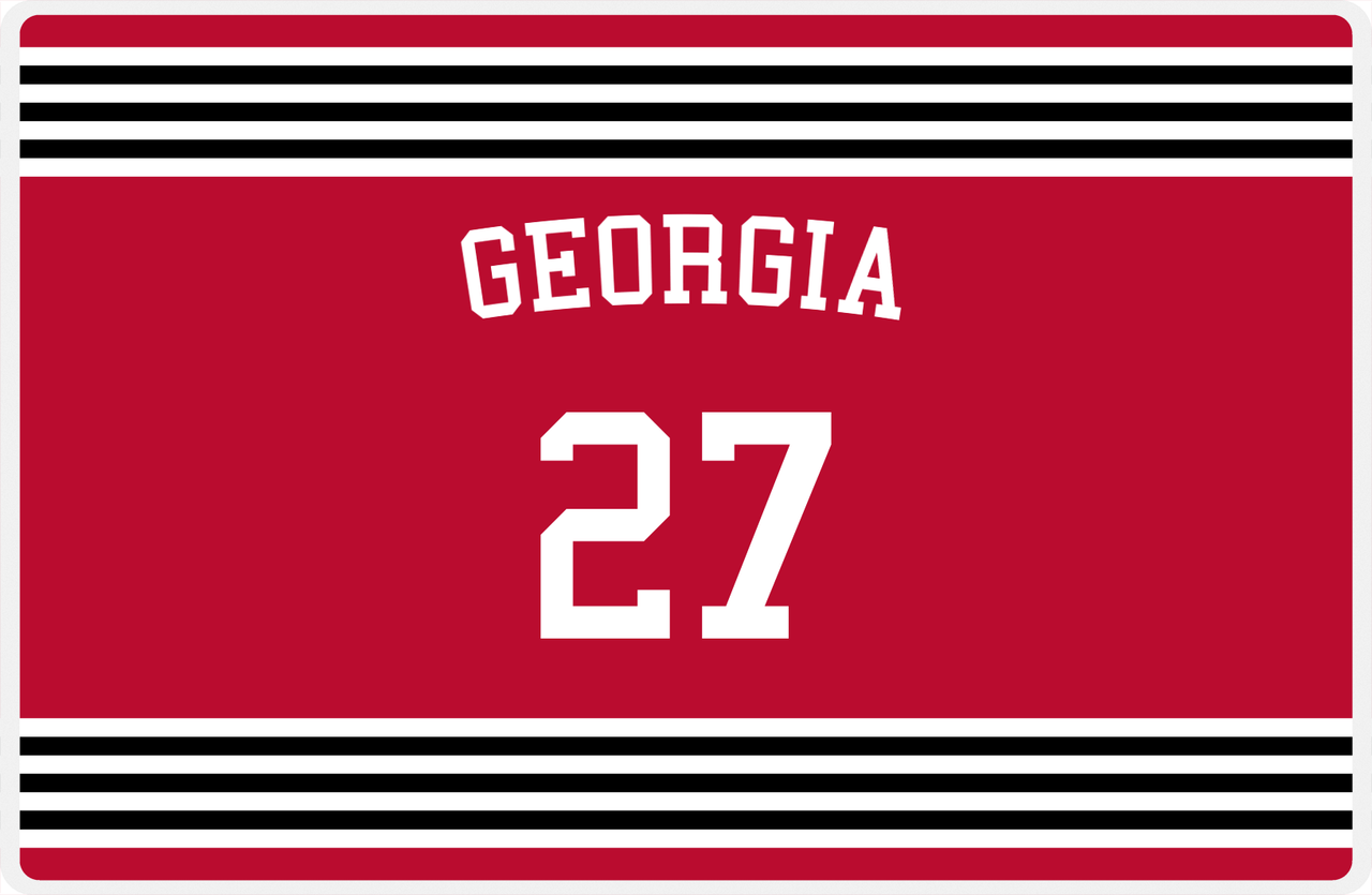 Personalized Jersey Number Placemat - Arched Name - Georgia - Triple Stripe -  View