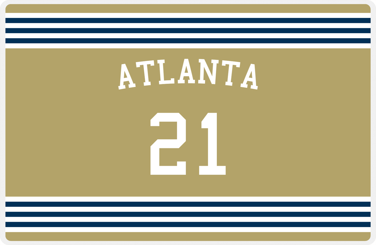 Personalized Jersey Number Placemat - Arched Name - Atlanta - Triple Stripe -  View