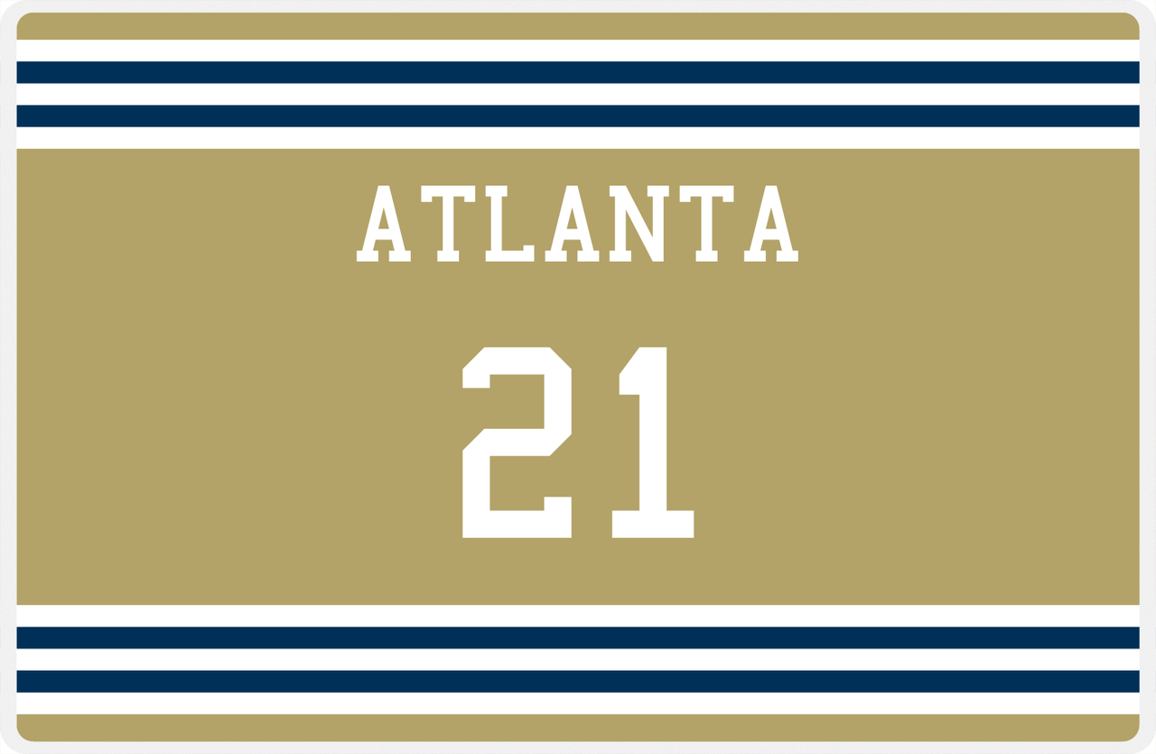 Personalized Jersey Number Placemat - Atlanta - Double Stripe -  View