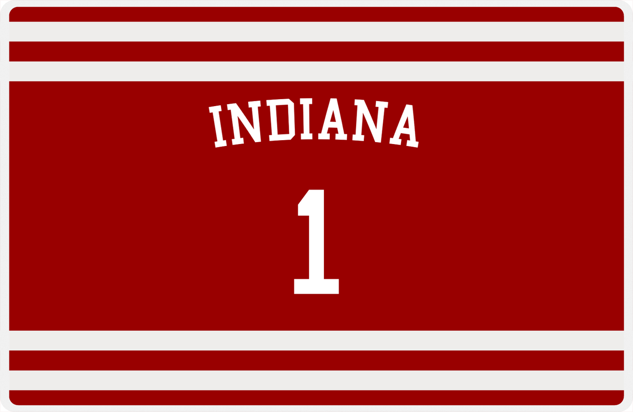 Personalized Jersey Number Placemat - Arched Name - Indiana - Single Stripe -  View