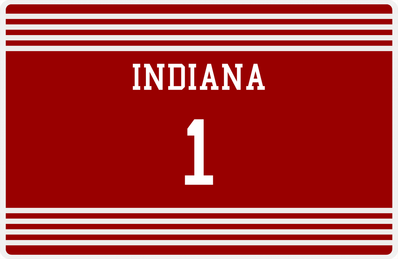 Personalized Jersey Number Placemat - Indiana - Triple Stripe -  View