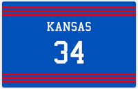 Thumbnail for Personalized Jersey Number Placemat - Kansas - Triple Stripe -  View