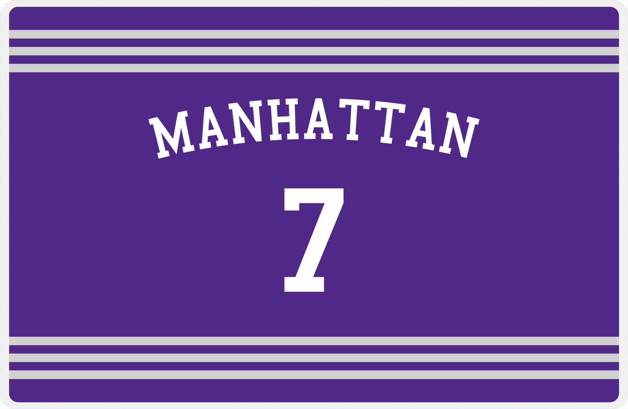 Personalized Jersey Number Placemat - Arched Name - Manhattan - Triple Stripe -  View