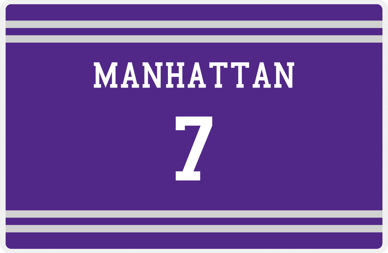 Personalized Jersey Number Placemat - Manhattan - Double Stripe -  View