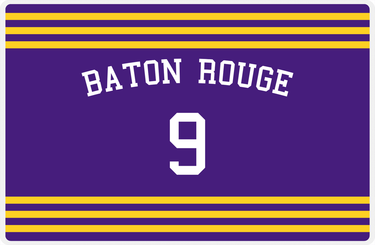 Personalized Jersey Number Placemat - Arched Name - Baton Rouge - Double Stripe -  View