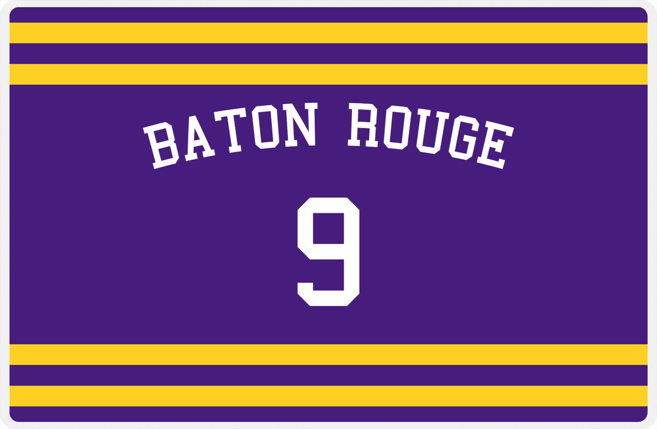 Personalized Jersey Number Placemat - Arched Name - Baton Rouge - Single Stripe -  View