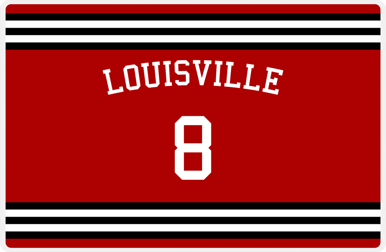Personalized Jersey Number Placemat - Arched Name - Louisville - Double Stripe -  View