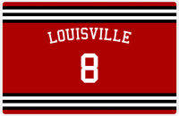 Thumbnail for Personalized Jersey Number Placemat - Arched Name - Louisville - Double Stripe -  View