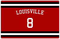Thumbnail for Personalized Jersey Number Placemat - Arched Name - Louisville - Single Stripe -  View