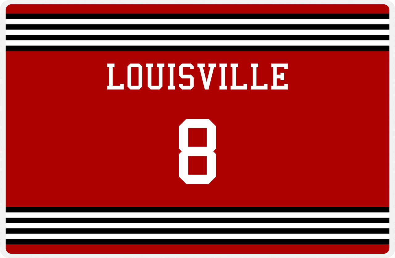 Personalized Jersey Number Placemat - Louisville - Triple Stripe -  View