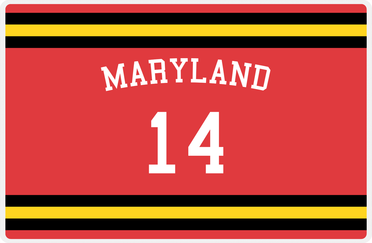 Personalized Jersey Number Placemat - Arched Name - Maryland - Single Stripe -  View