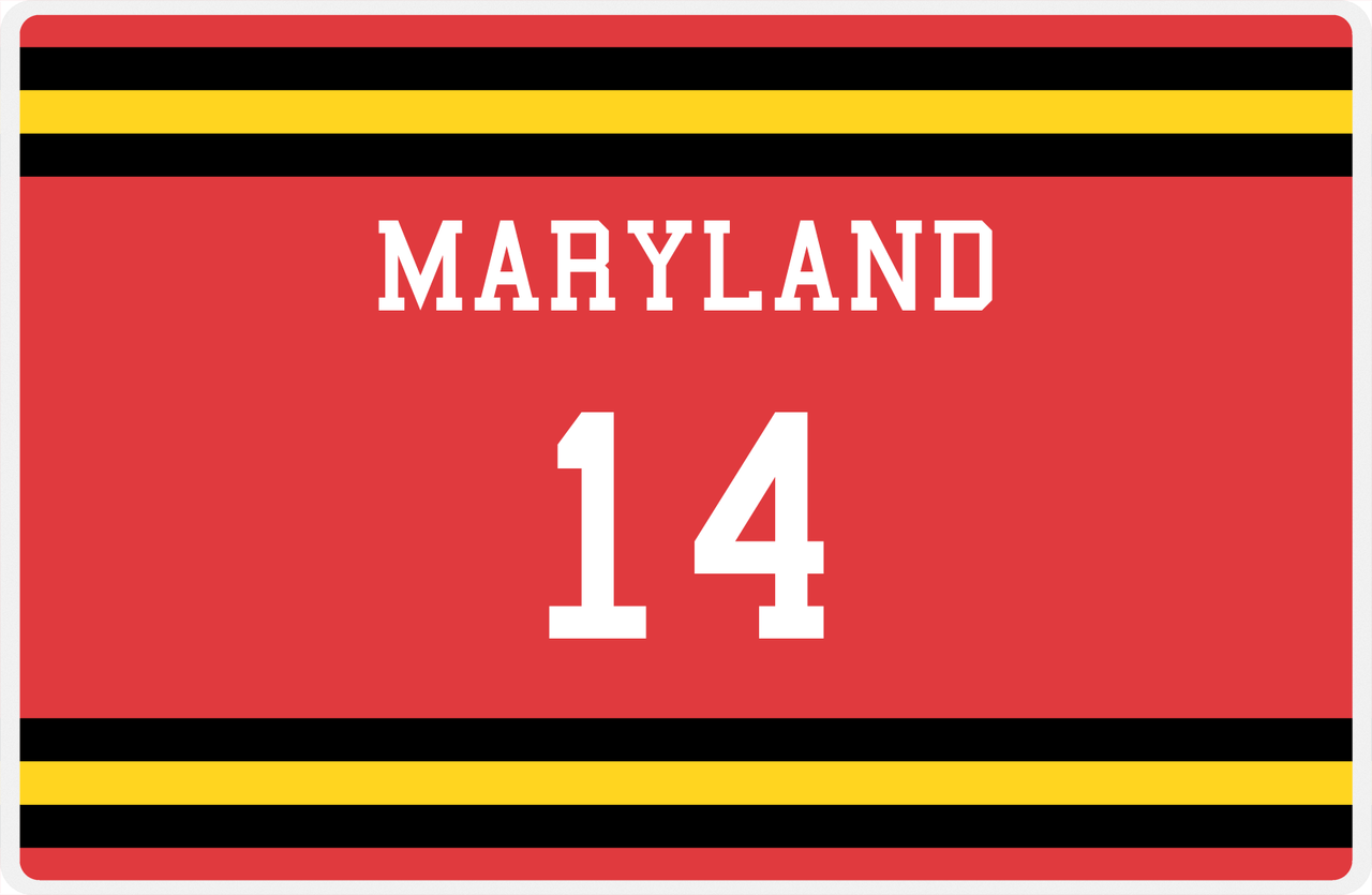Personalized Jersey Number Placemat - Maryland - Single Stripe -  View