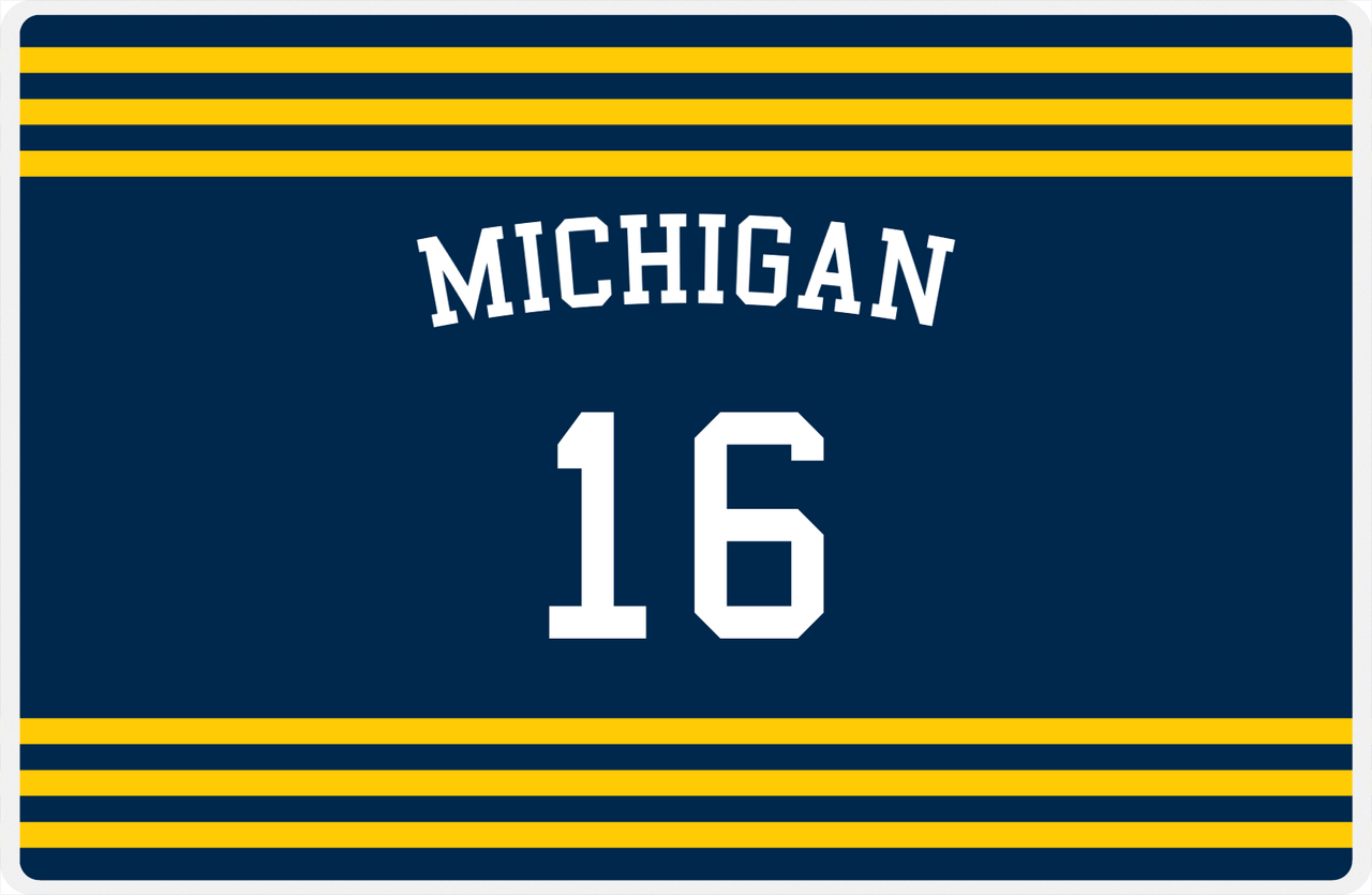 Personalized Jersey Number Placemat - Arched Name - Michigan - Double Stripe -  View
