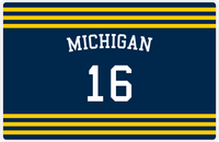 Thumbnail for Personalized Jersey Number Placemat - Arched Name - Michigan - Double Stripe -  View