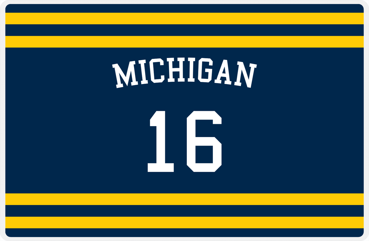Personalized Jersey Number Placemat - Arched Name - Michigan - Single Stripe -  View
