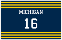 Thumbnail for Personalized Jersey Number Placemat - Michigan - Triple Stripe -  View
