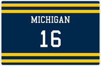Thumbnail for Personalized Jersey Number Placemat - Michigan - Single Stripe -  View