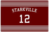 Thumbnail for Personalized Jersey Number Placemat - Arched Name - Starkville - Triple Stripe -  View
