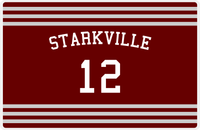 Thumbnail for Personalized Jersey Number Placemat - Arched Name - Starkville - Double Stripe -  View