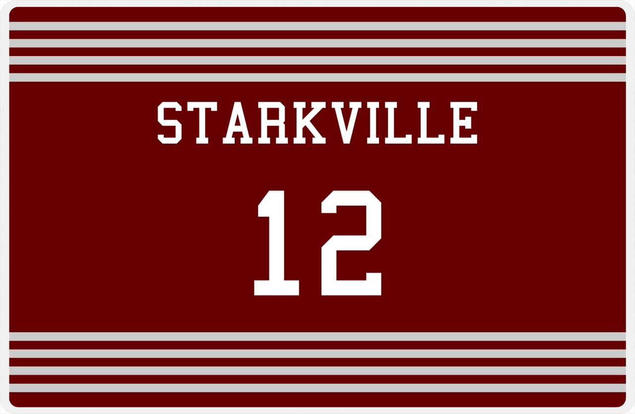 Personalized Jersey Number Placemat - Starkville - Triple Stripe -  View