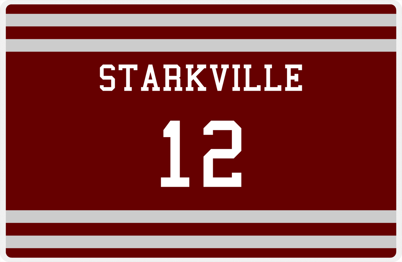 Personalized Jersey Number Placemat - Starkville - Single Stripe -  View